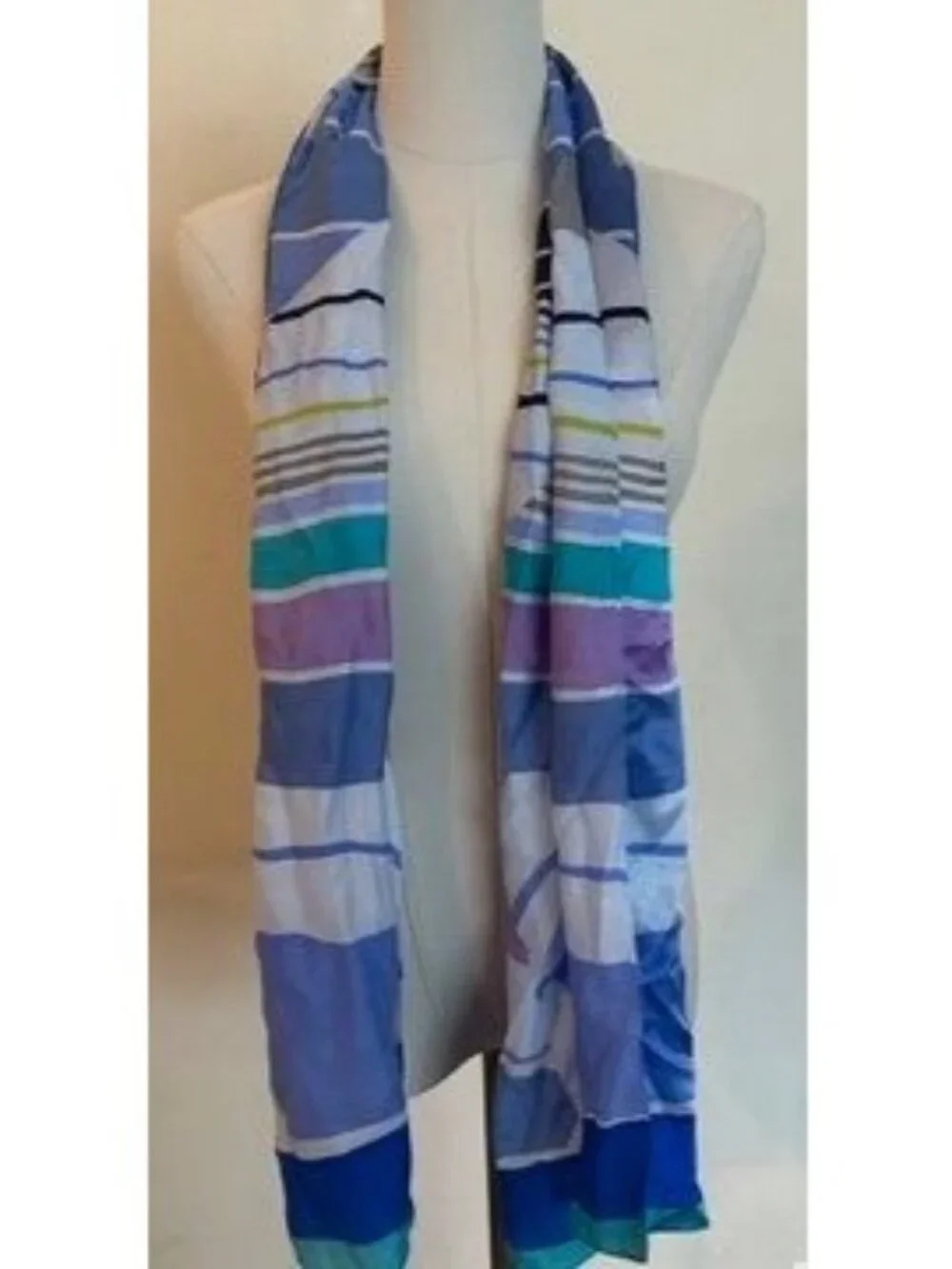 Anne Klein Silk Striped Scarf 14